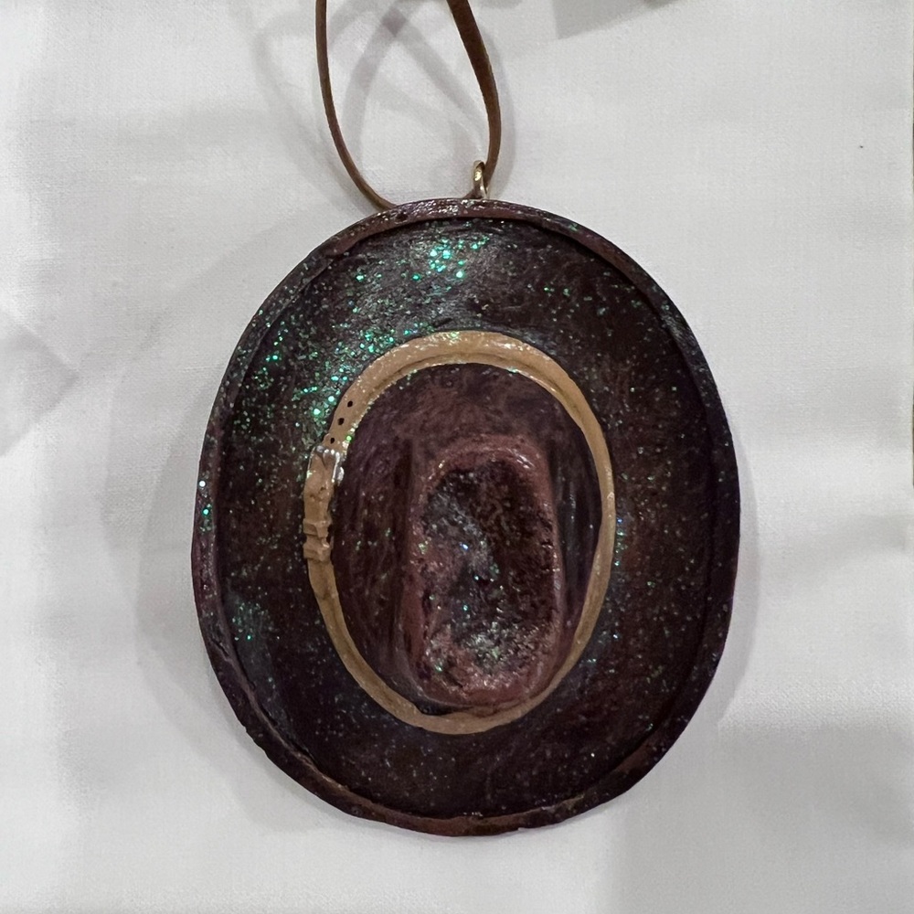 Kurt Adler Brown and Green Cowboy Hat Ornament